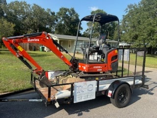 Rovira excavator on trailer ready for job site